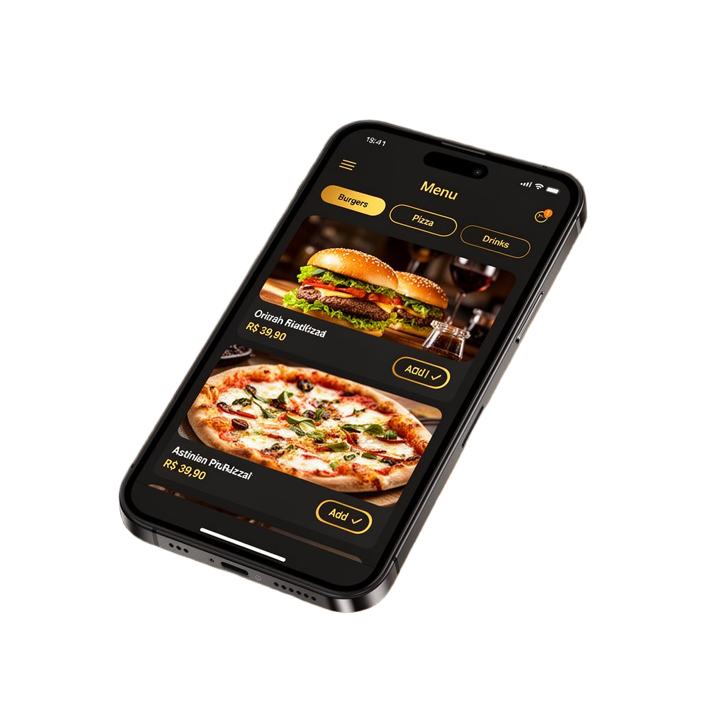 Cardápio digital MenuGo no celular